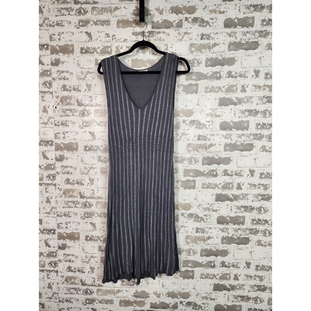 NOA NOA Summer Tank‎ Dress Size XL Gray Striped Ribbed Boho Quiet Luxury